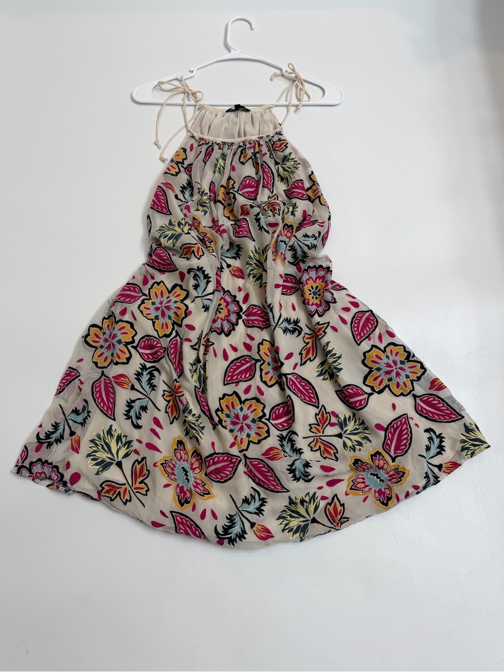Rag & Bone Bailey Silk Blend Floral Self Tie Dress Medium Boho Lined Midi